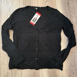 Frye Black Textured Cardigan Sweater